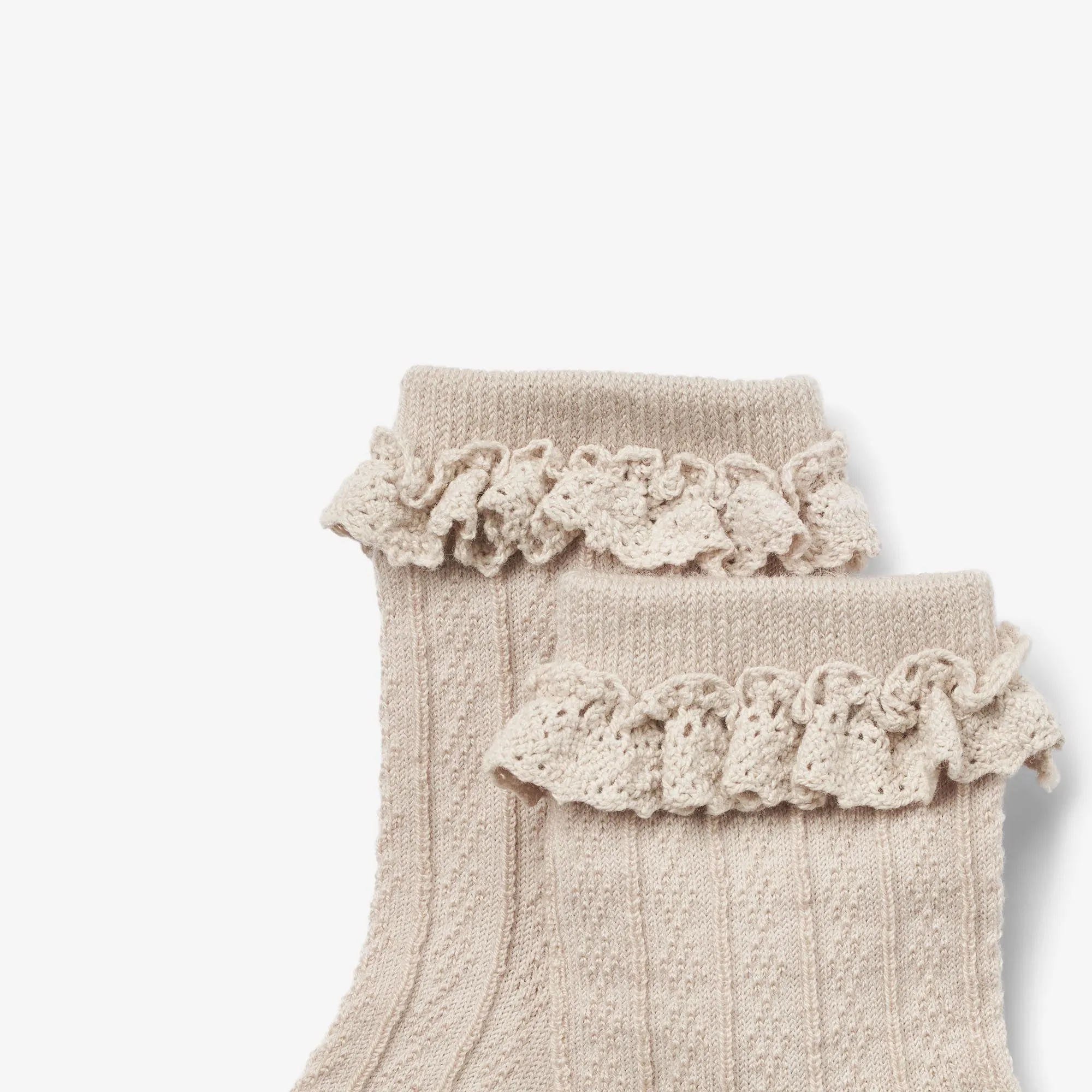 2 pk Wool Lace Socks Nora - dry rose