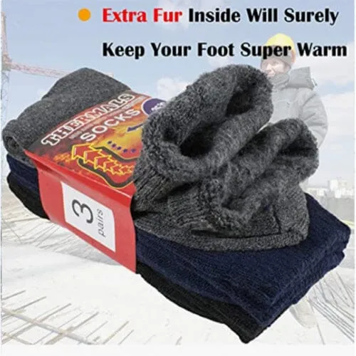 3-Pairs: Men's Thermal Socks for Cold Weather Insulated Socks