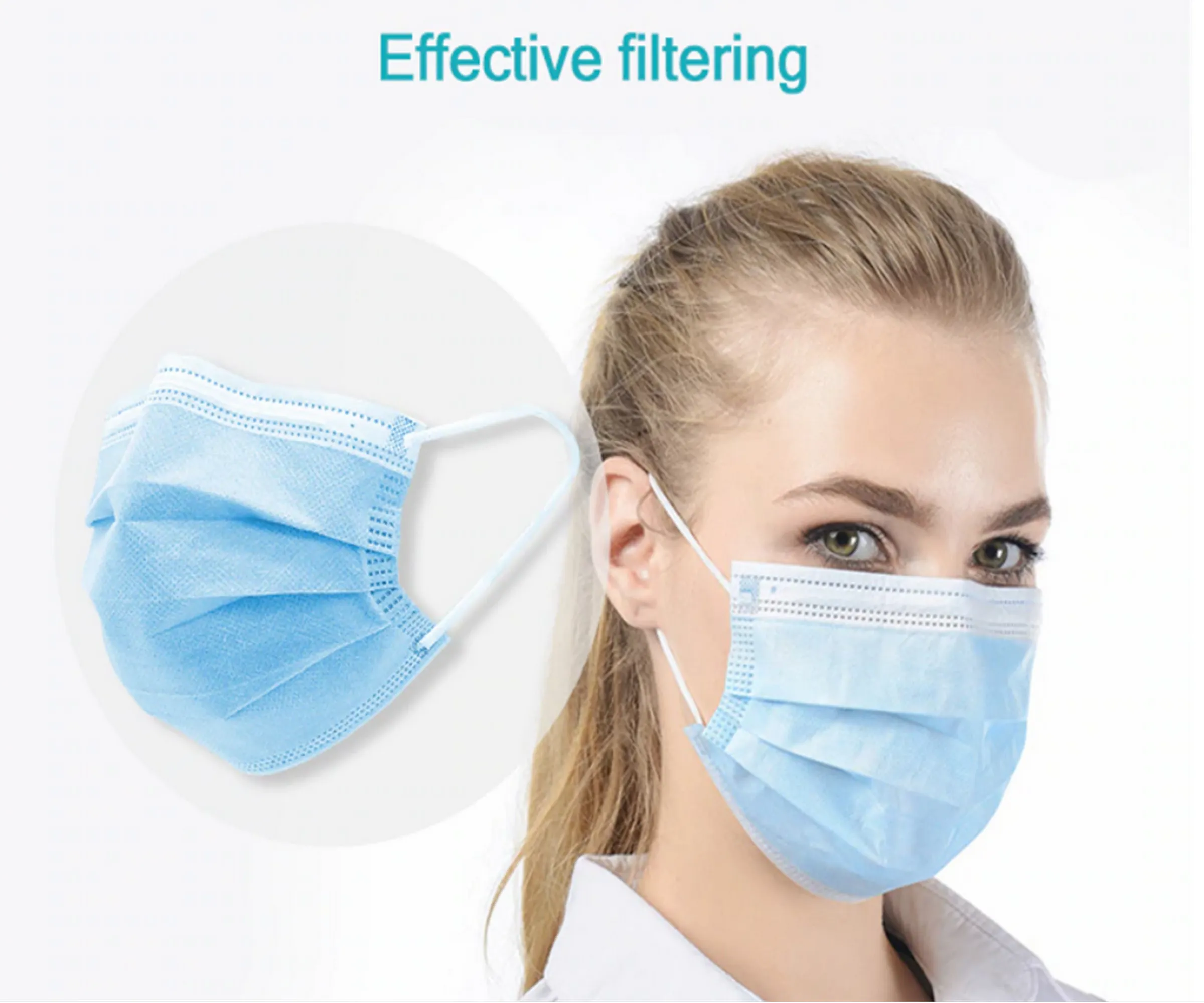 3-Ply Disposable Face Mask Non Medical Surgical Earloop Mouth Cover 50 Pack