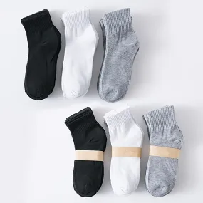 5pairs Men's Solid Color Breathable Cotton Socks