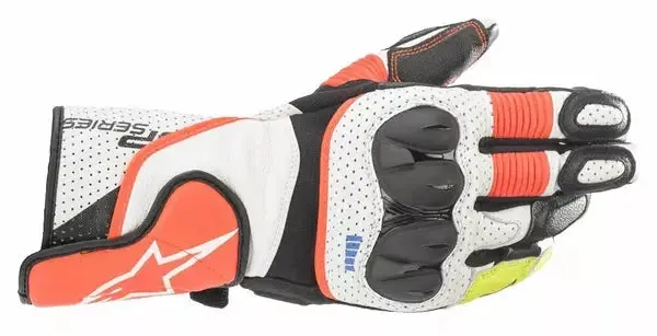 Alpinestars SP-2 V3 Leather Gloves Black / Fluo Red / White