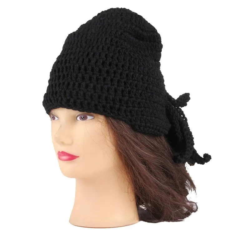 Amurleopard Unisex Barbarian Knit Beanie Octopus Tentacle Cap Winter Warm Face Mask Crochet Hat(Black)