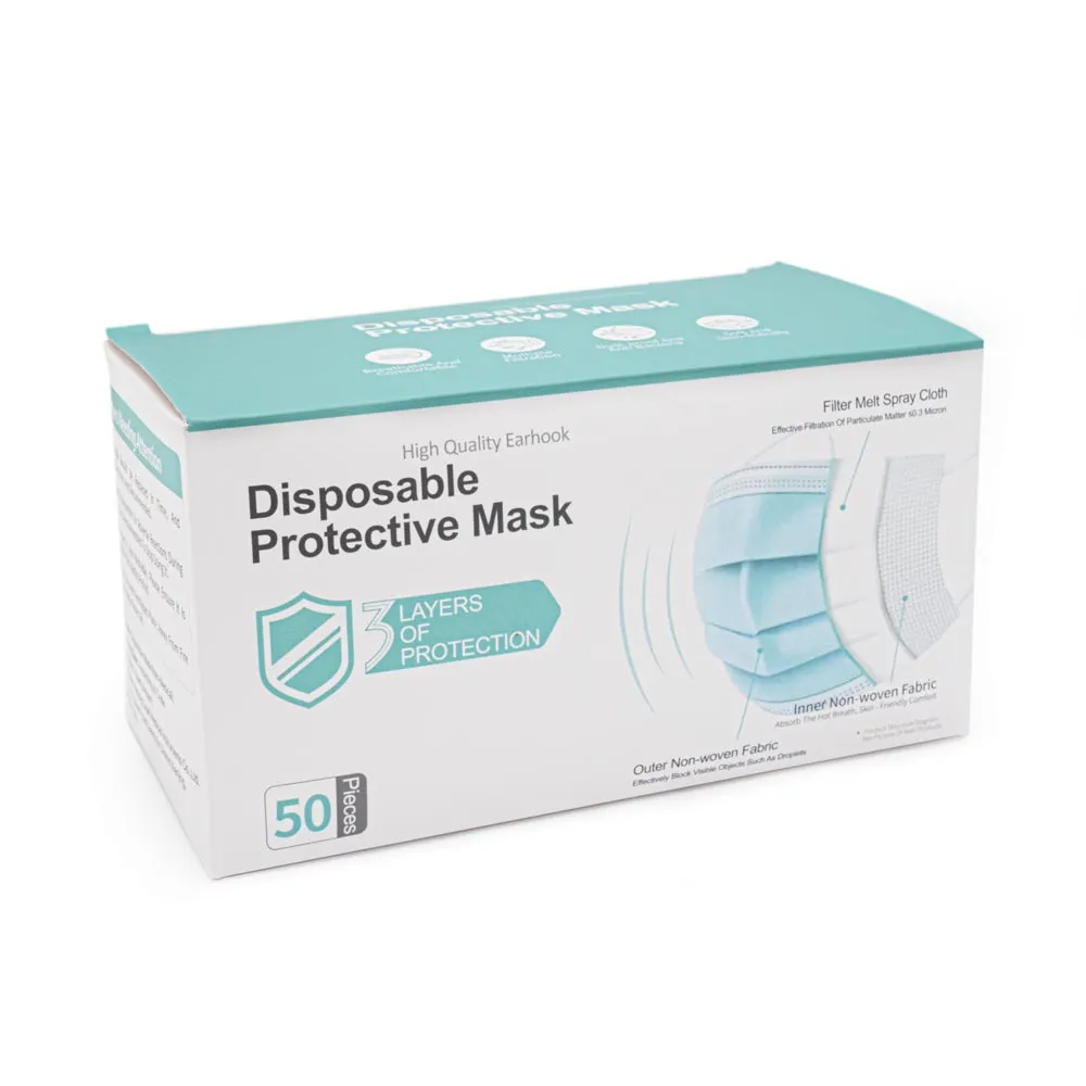 Blue Disposable Face Masks — Box of 50