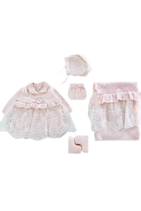 Brea Pink Knit Newborn Coming Home Set (5 Pcs)