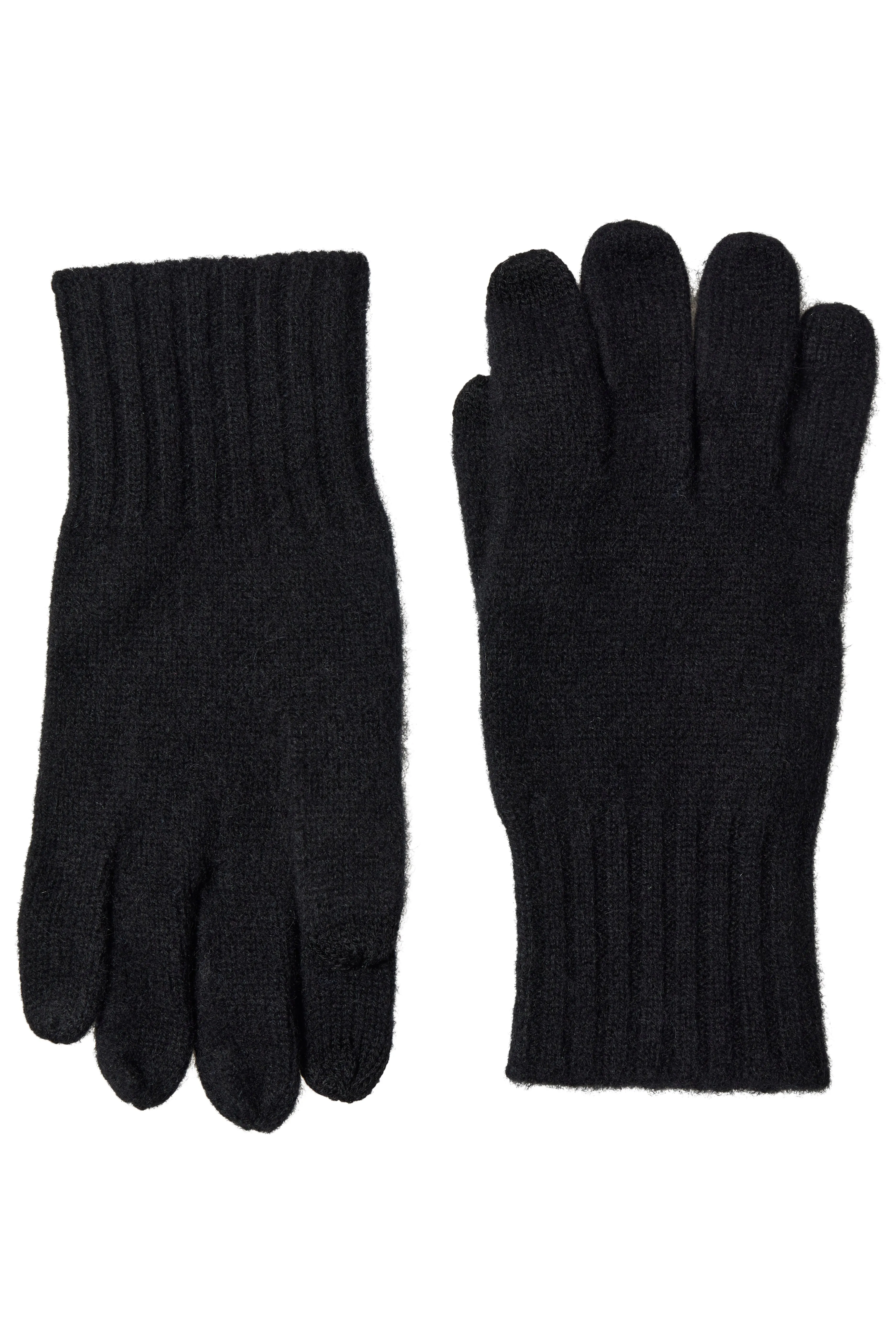 CASHMERE RIBBED CUFF GLOVE WITH TOUCH TECH