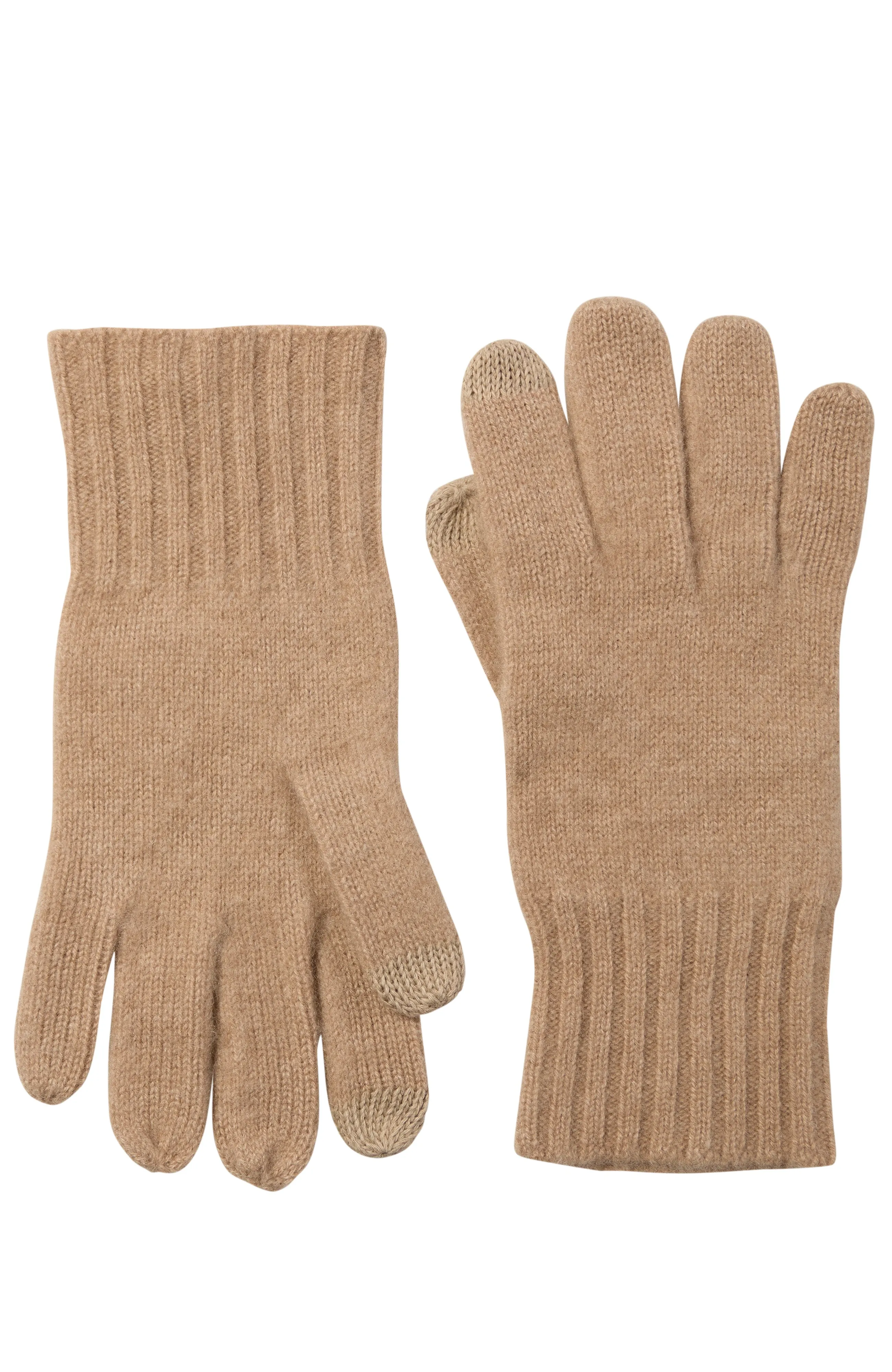 CASHMERE RIBBED CUFF GLOVE WITH TOUCH TECH