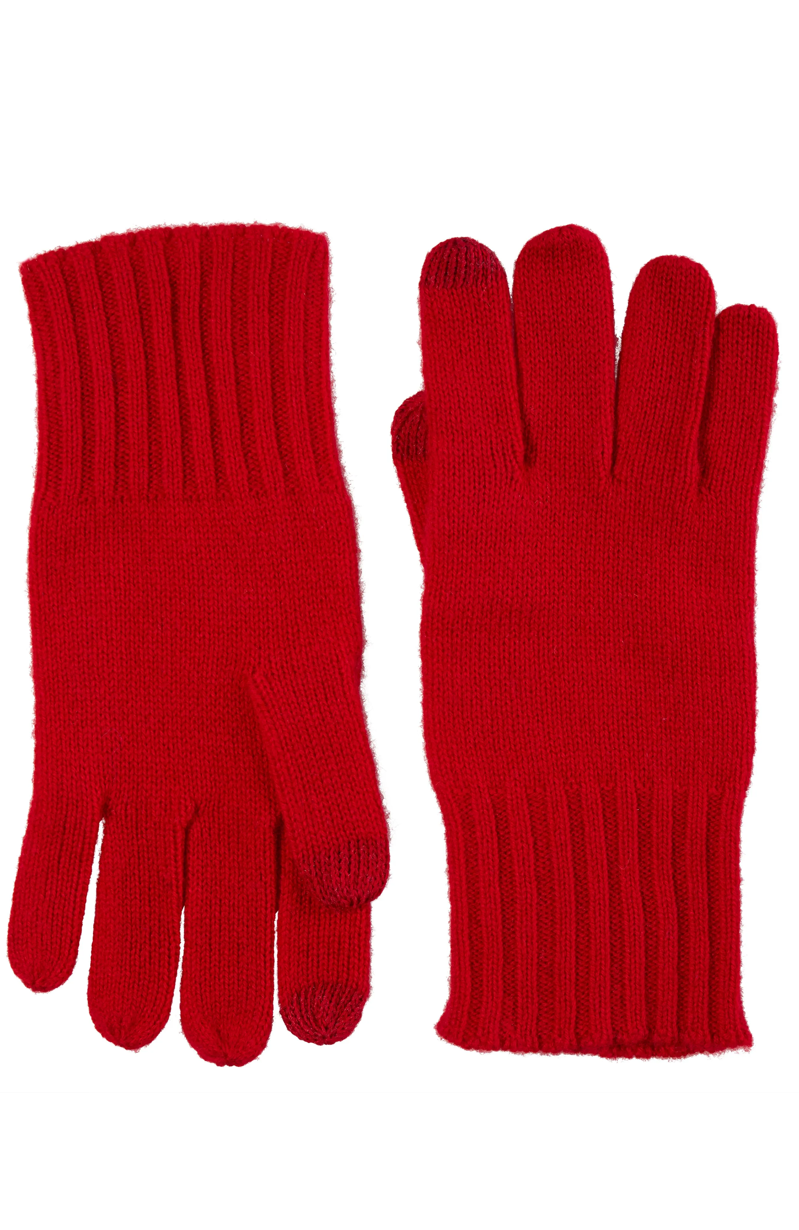 CASHMERE RIBBED CUFF GLOVE WITH TOUCH TECH