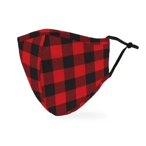 Cloth Reusable Washable Face Mask - Red and Black Plaid