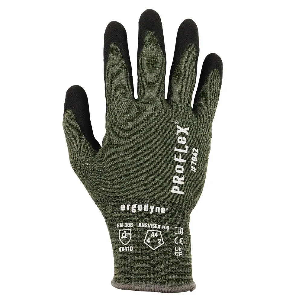 Ergodyne 10342 #7042 1-pair S Green ANSI A4 Nitrile Coated CR Gloves