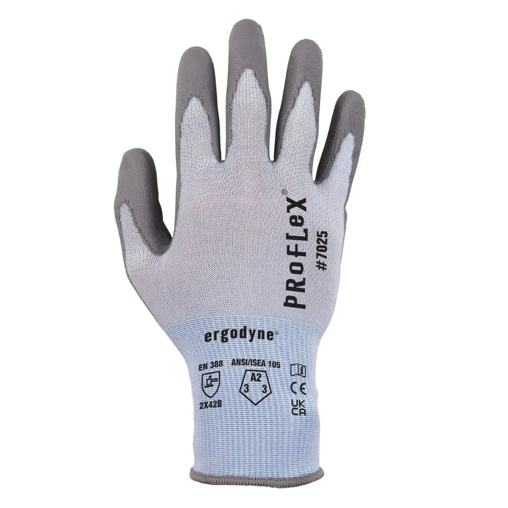 Ergodyne 10436 #7025 1-pair 2XL Blue ANSI A2 PU Coated CR Gloves