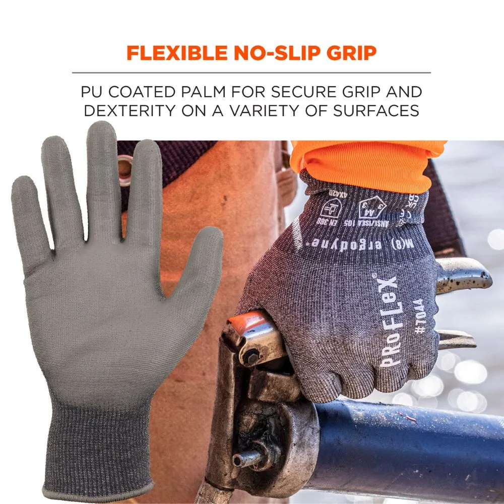 Ergodyne 10495 #7044 1-pair XL Gray ANSI A4 PU Coated CR Gloves