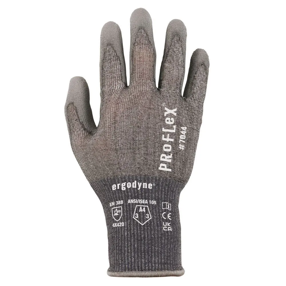 Ergodyne 10495 #7044 1-pair XL Gray ANSI A4 PU Coated CR Gloves