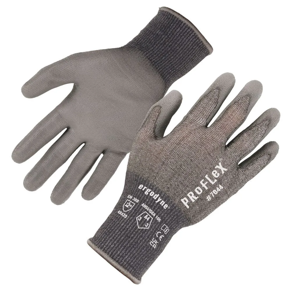 Ergodyne 10496 #7044 1-pair 2XL Gray ANSI A4 PU Coated CR Gloves