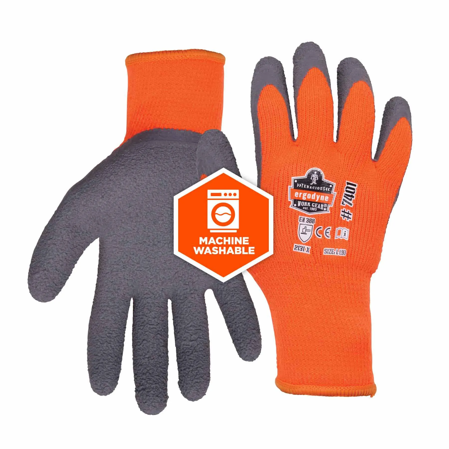 Ergodyne 17896 7401-CASE 2XL Orange Coated Lightweight Winter Gloves 144-Pair