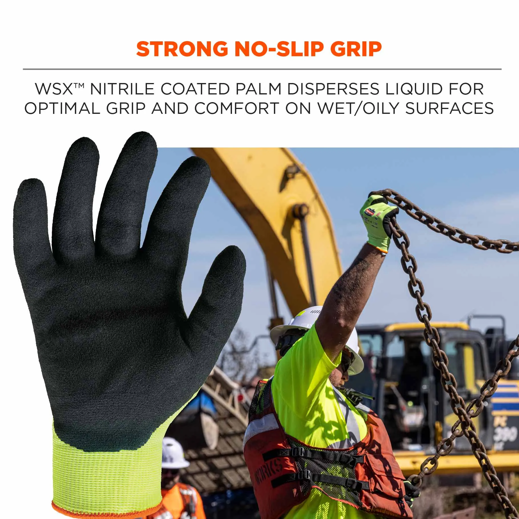 Ergodyne 17962 7021 S Lime ANSI A2 Nitrile-Coated CR Gloves - WSX