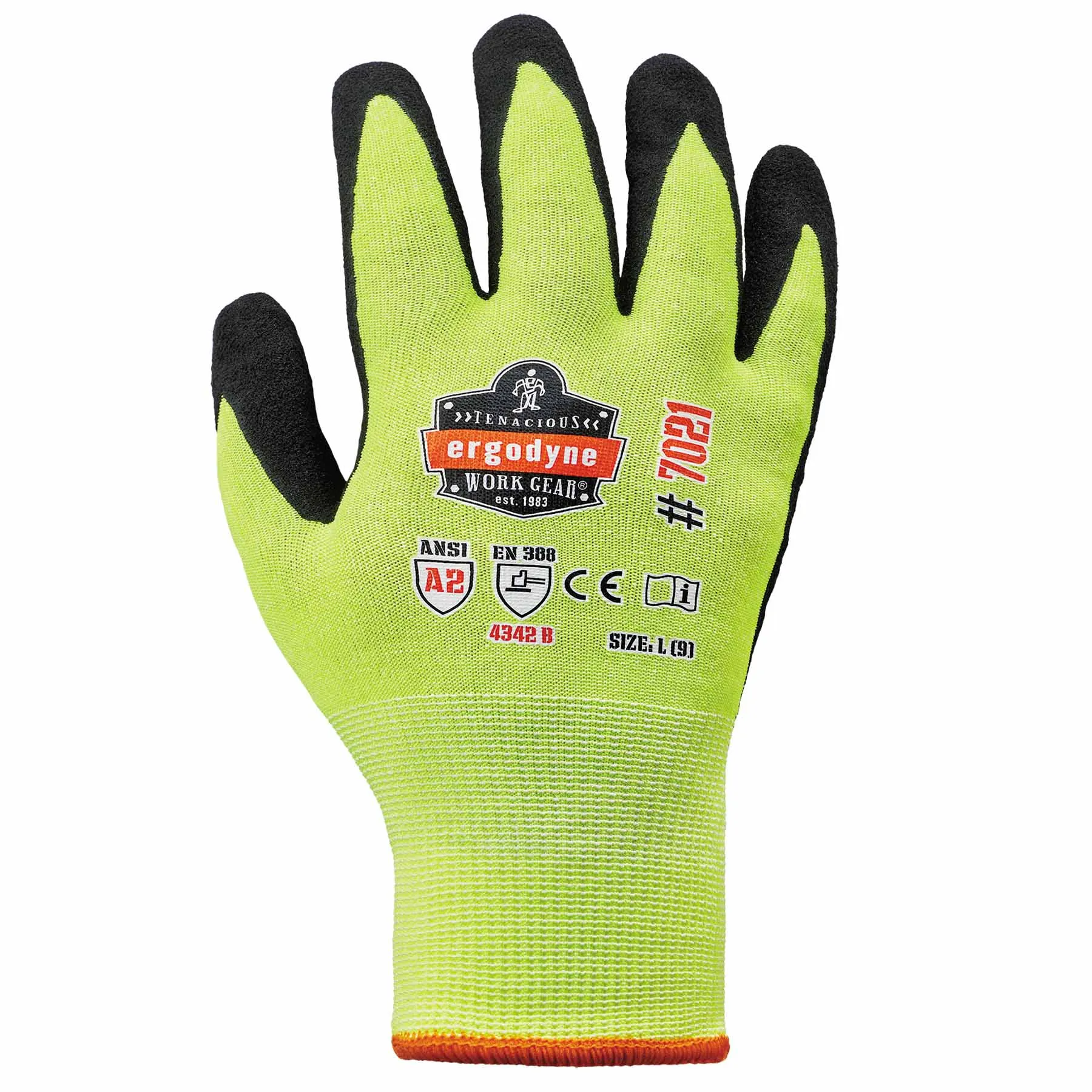 Ergodyne 17962 7021 S Lime ANSI A2 Nitrile-Coated CR Gloves - WSX