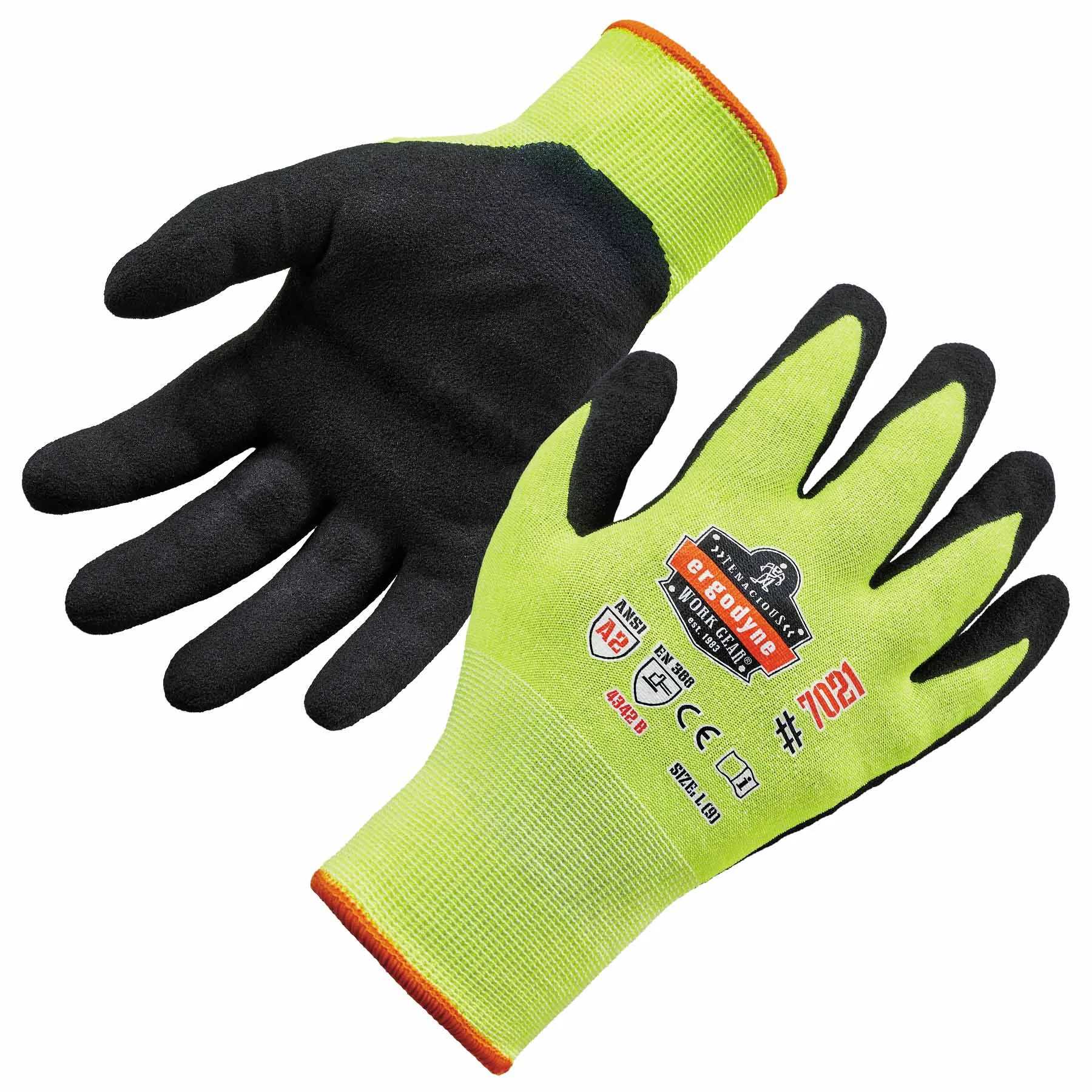 Ergodyne 17962 7021 S Lime ANSI A2 Nitrile-Coated CR Gloves - WSX