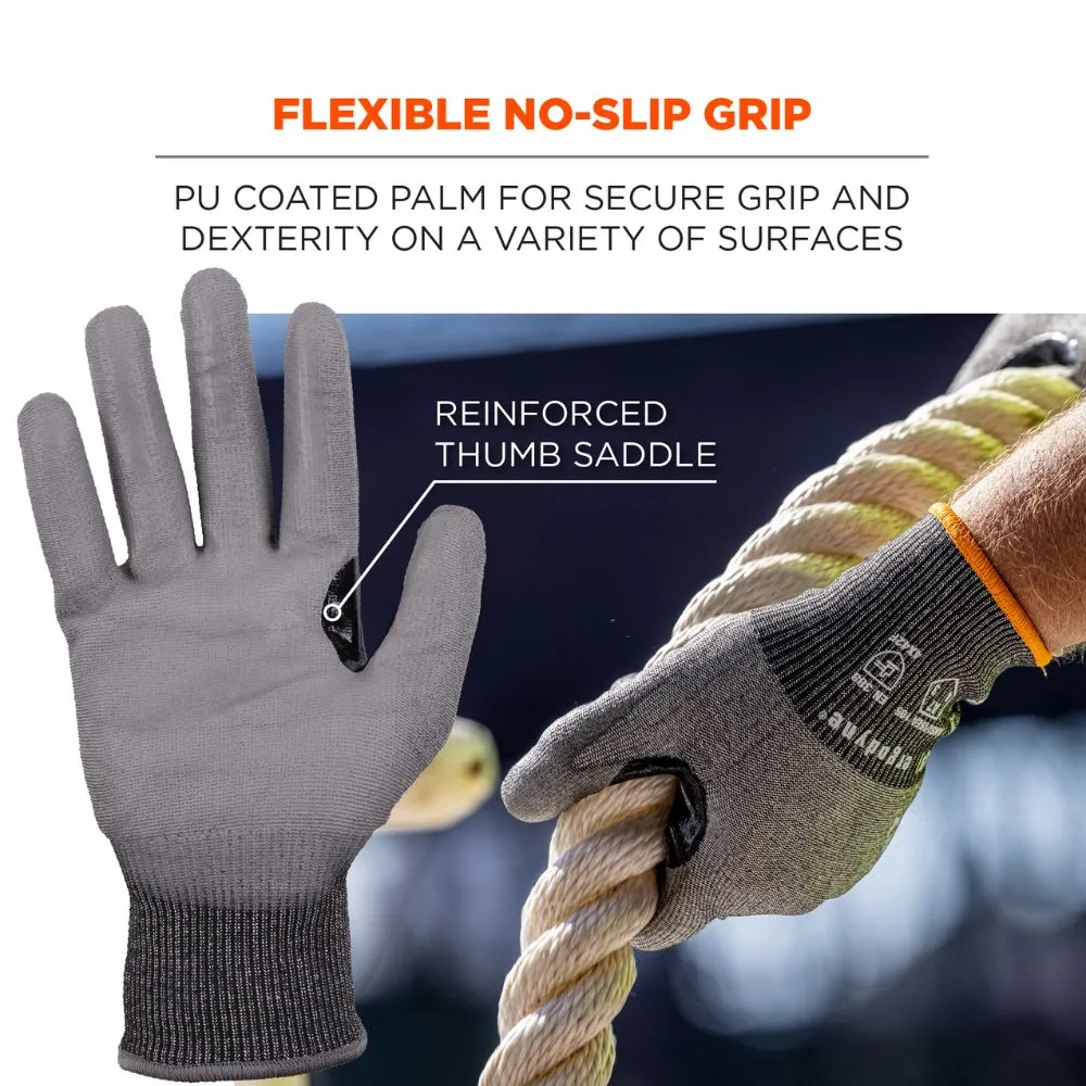 Ergodyne 18075 #7071 1-pair XL Gray ANSI A7 PU Coated CR Gloves