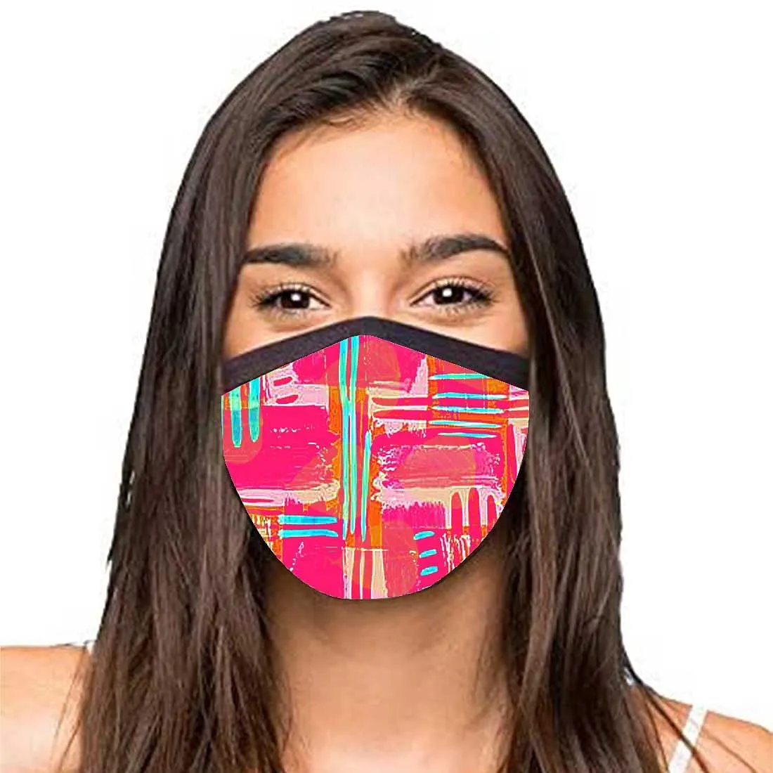 Face Masks Reusable Washable Set Of 2 -Pink_lines