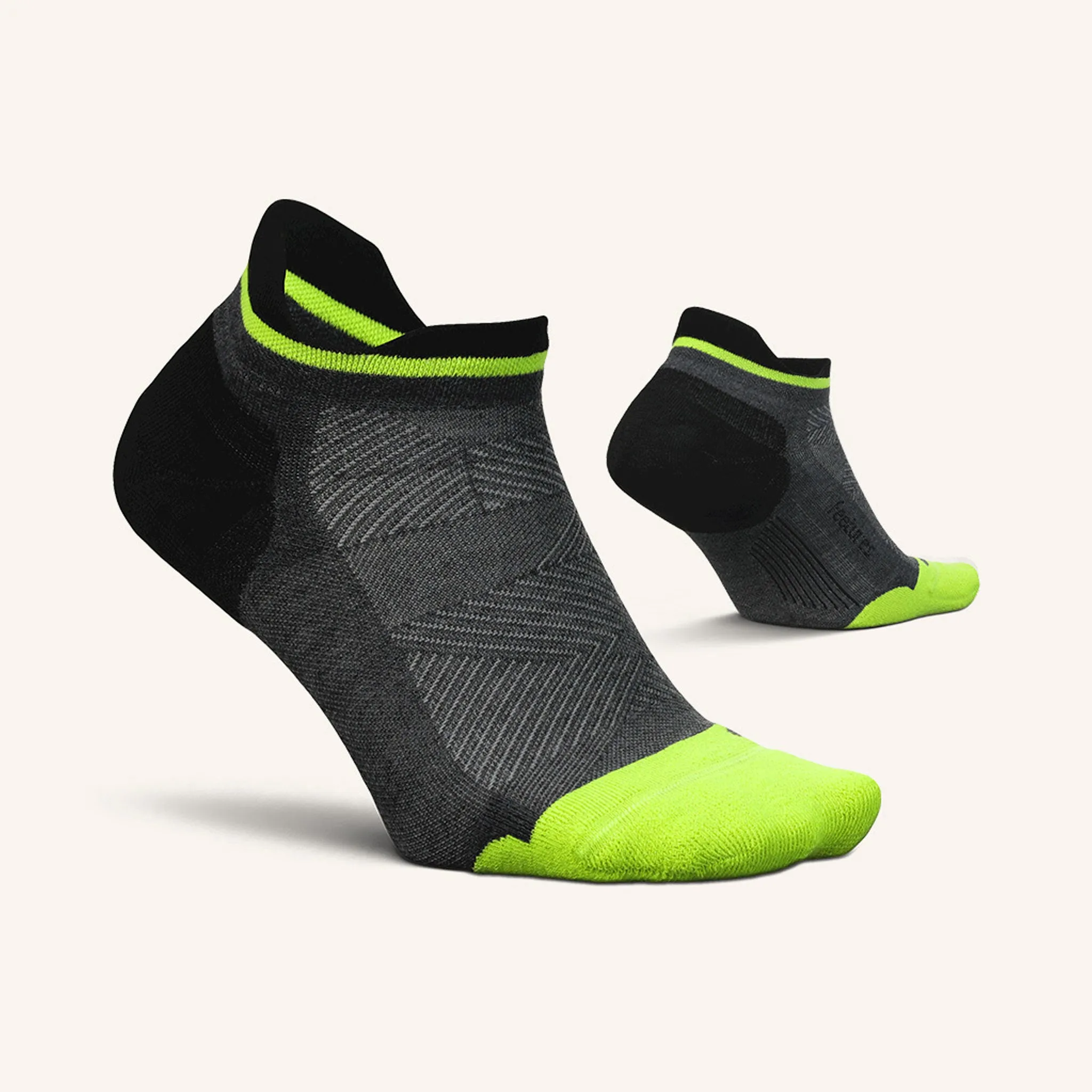 Feetures | Unisex Elite Max Cushion No Show Tab - Midnight Neon