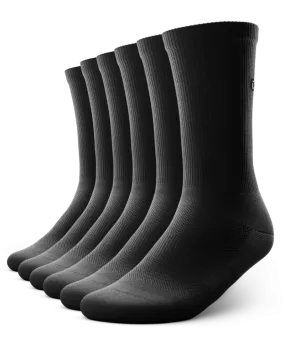 Flagship Crew Socks Black 6-Pack