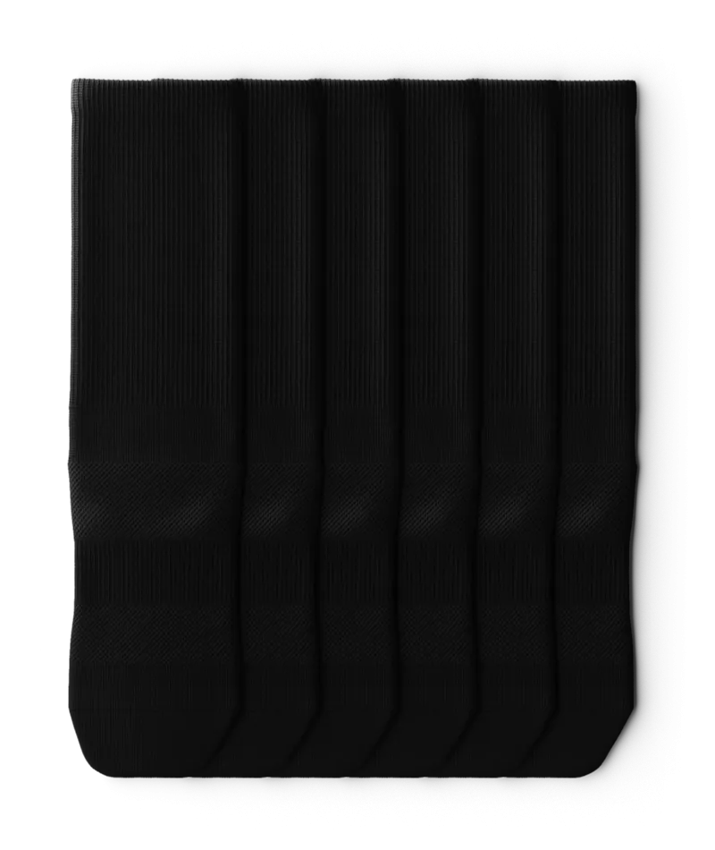 Flagship Crew Socks Black 6-Pack