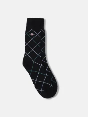 Gant Men Black Checked Calf Length Socks (1 Pair of Socks)