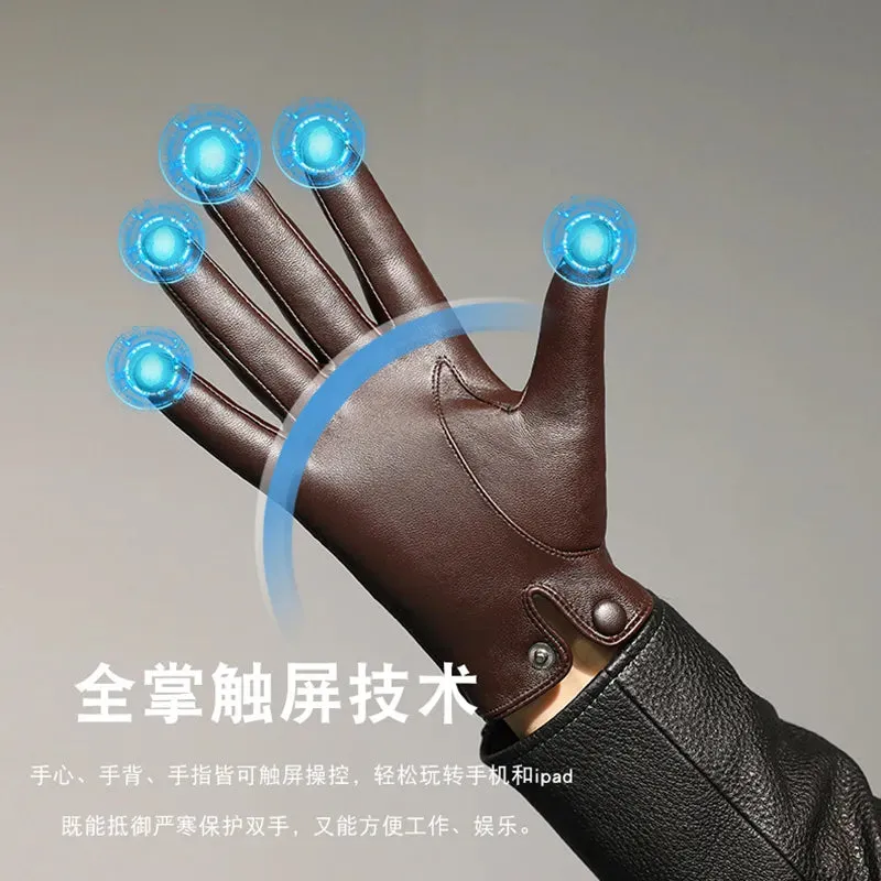 Genuine Sheepskin Leather Gloves For Men, Touchscreen Texting  Hollow Breathable Thin Driving, Cycling,Motorcycle Gloves