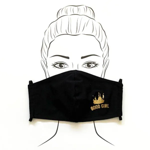 Good Girl Mask- Solid Black-Gold Logo