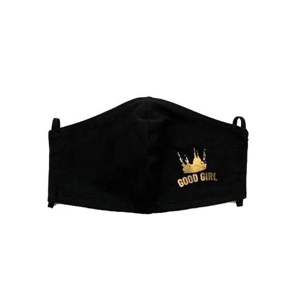 Good Girl Mask- Solid Black-Gold Logo