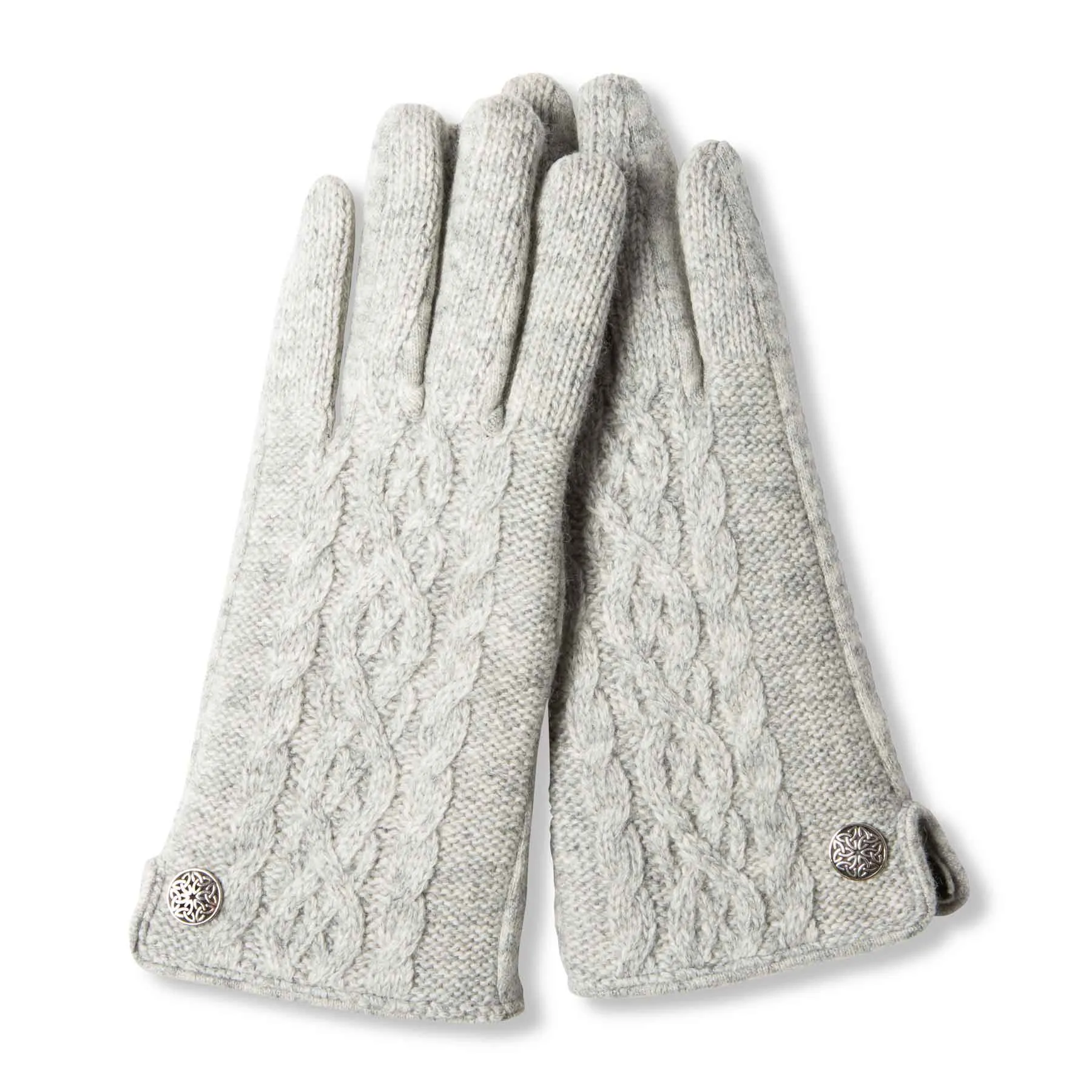 Grey Cable Knit Wool Gloves