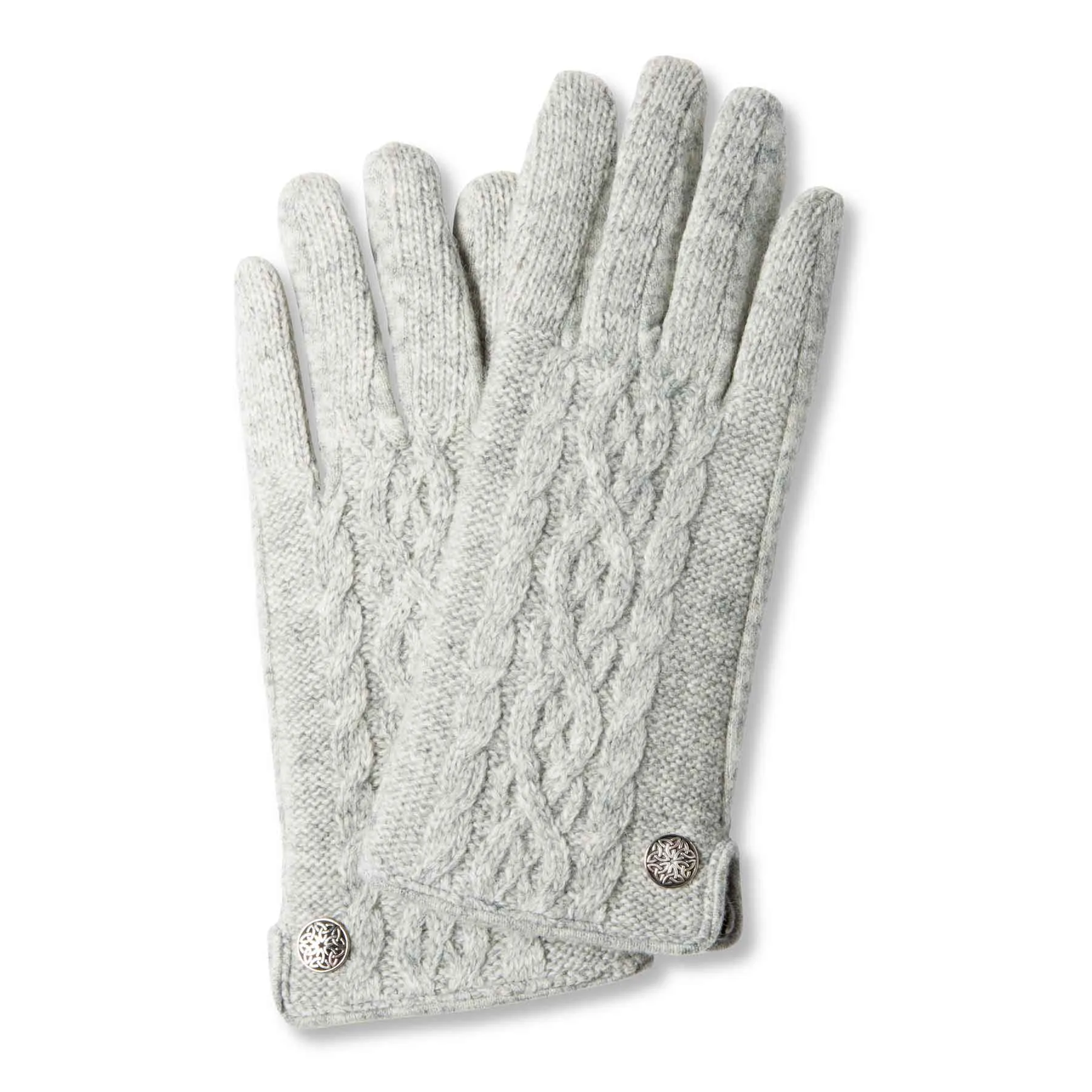 Grey Cable Knit Wool Gloves