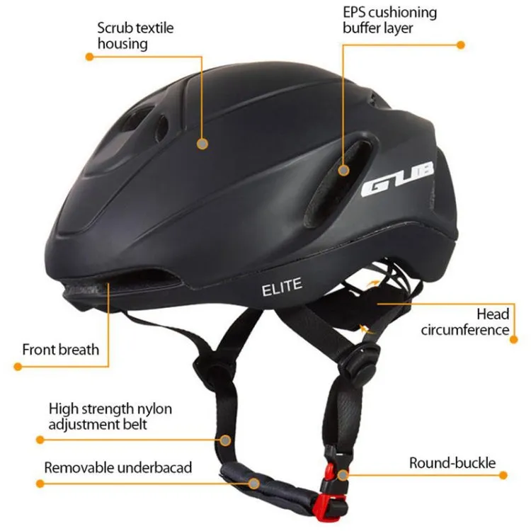 GUB Elite Unisex Adjustable Bicycle Riding Helmet, Size: L(Matte Black)