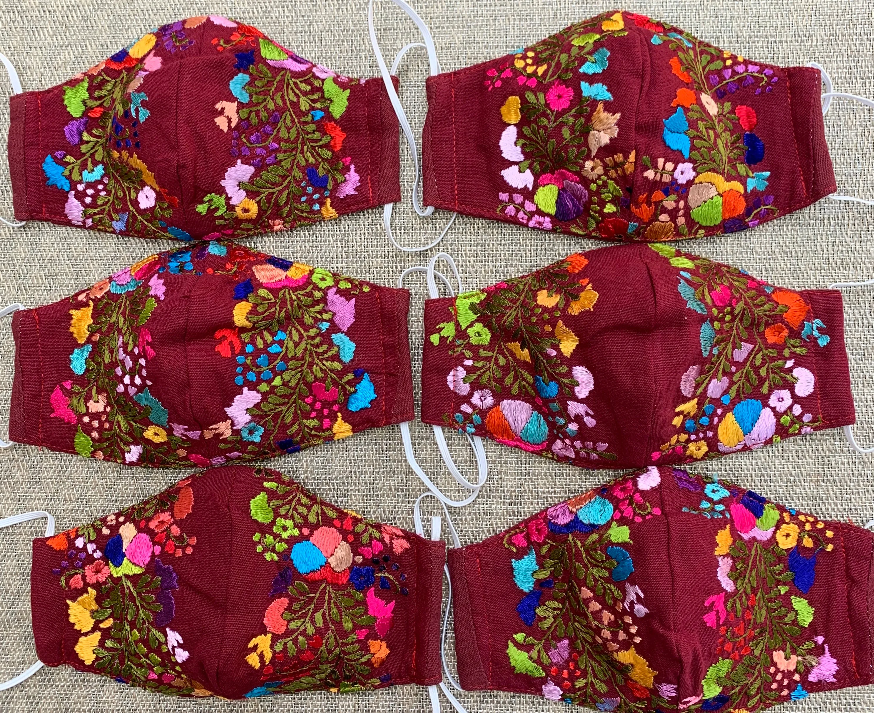 Hand Embroidered Face Masks - Floral