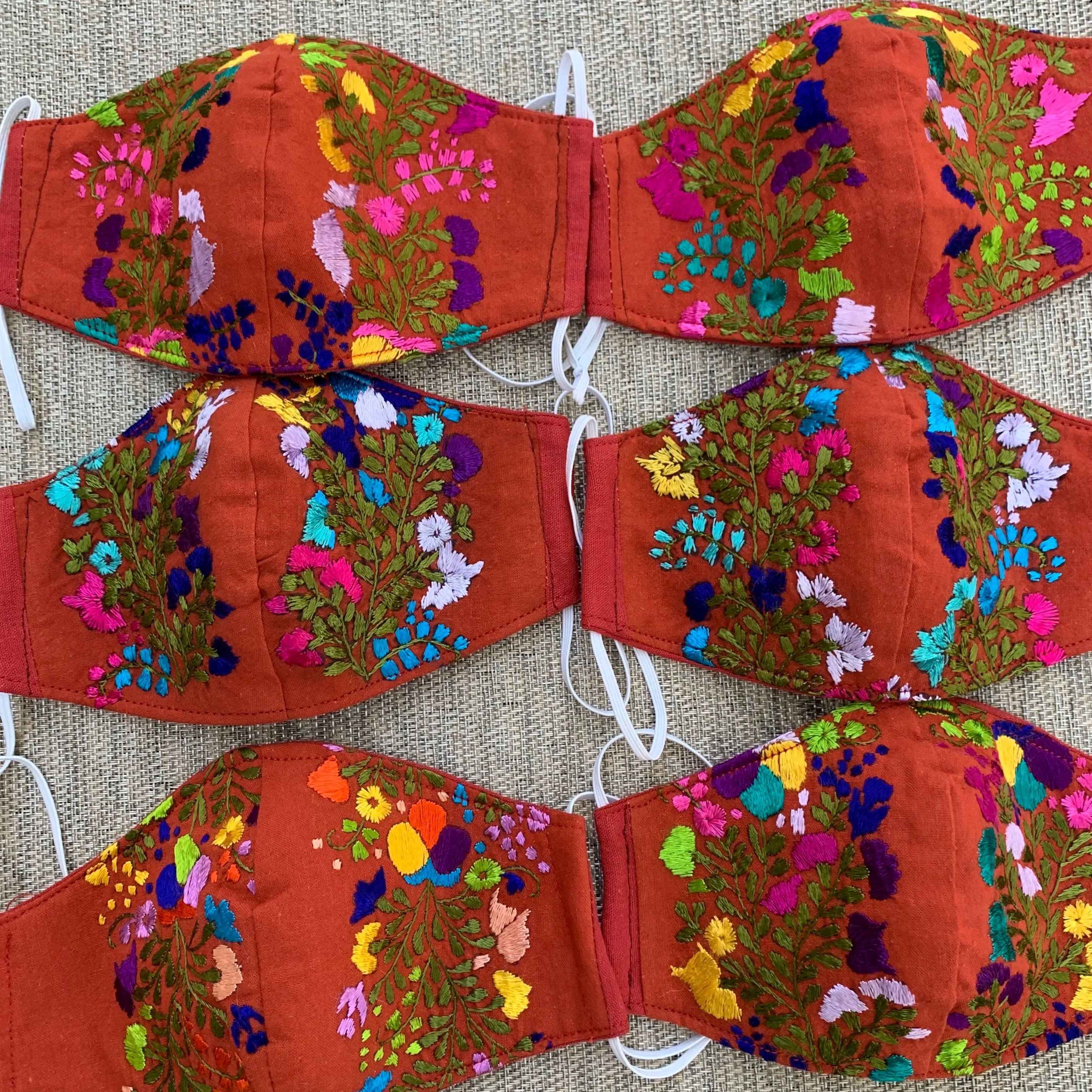 Hand Embroidered Face Masks - Floral