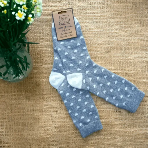 Jess & Lou - Rib Soft Spring Socks with Small Hearts