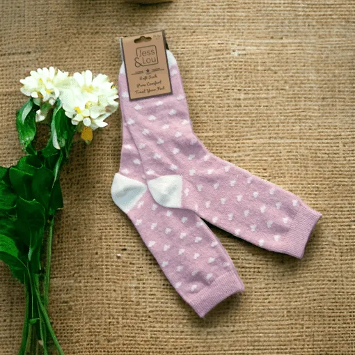 Jess & Lou - Rib Soft Spring Socks with Small Hearts