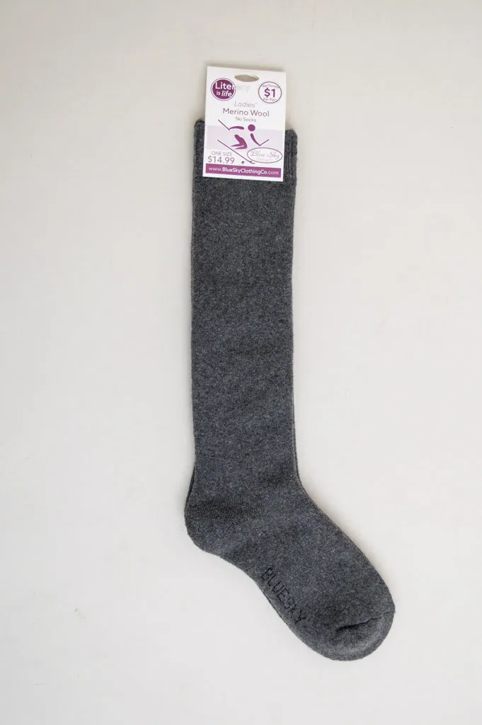 Ladies Merino Wool Boot/Ski Socks for Literacy