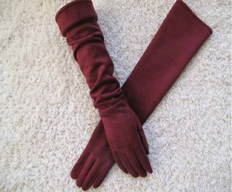 Long Suede Touch Screen Gloves for Women's Fashion