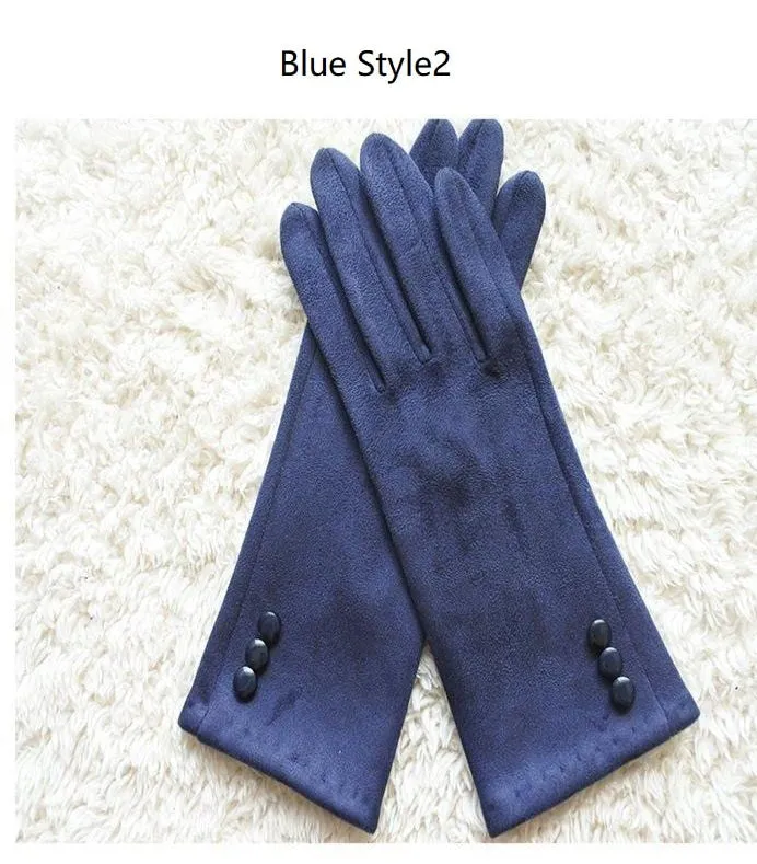 Long Suede Touch Screen Gloves for Women's Fashion