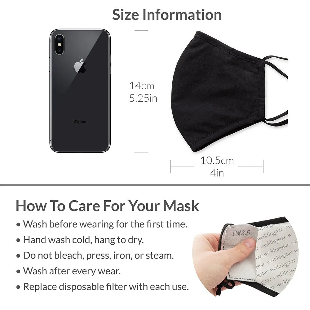 LUXURY REUSABLE, WASHABLE CLOTH FACE MASK WITH FILTER POCKET - BRIDAL BOUTIQUE