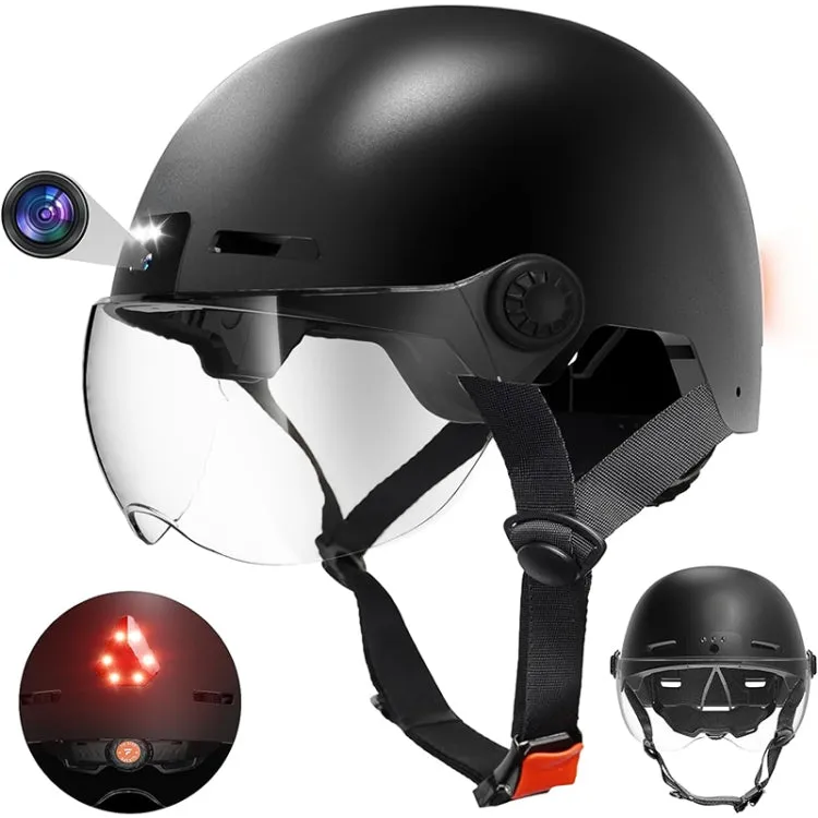 M6 1080P HD Camera Recorder Cycling Smart Helmet, Size: 54-63cm(Black)