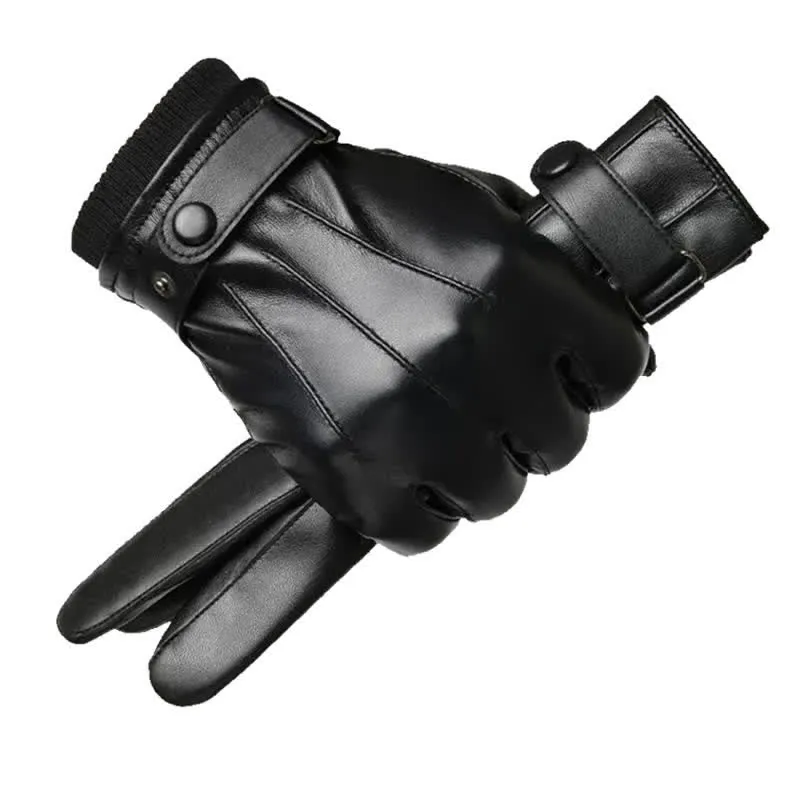 Men's Touch Screen Waterproof PU Leather Gloves