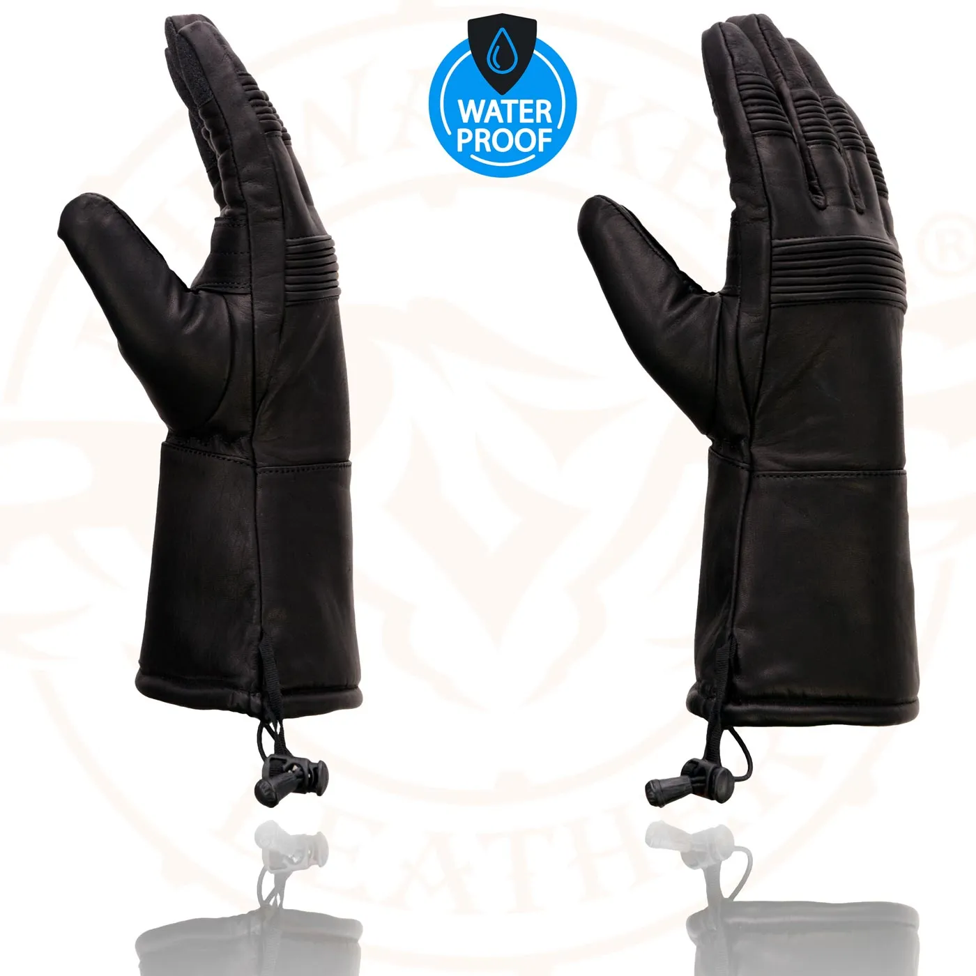 Milwaukee Leather SH294 Men's Black Leather Waterproof Gauntlet Gloves