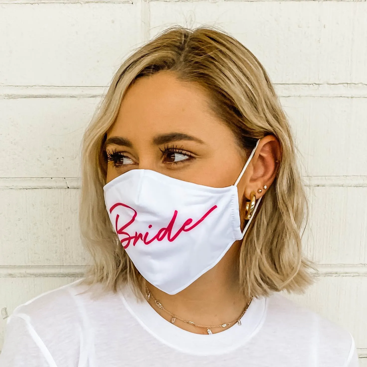 Pink & White Bride's Babes Bachelorette Party Face Masks