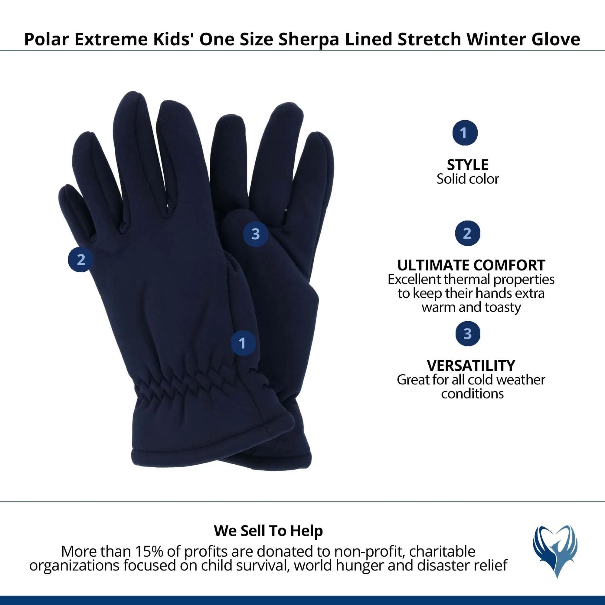 Polar Extreme Kids' One Size Sherpa Lined Stretch Winter Glove