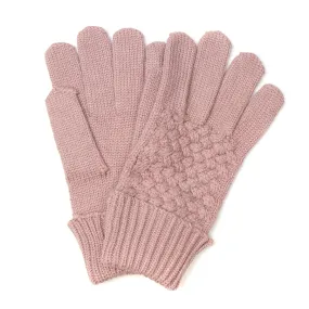 POM Dusky Pink Basket Knit Gloves