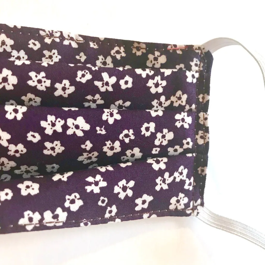 Pretty Eco Cotton Fabric Face Mask Purple Flower