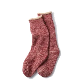 Rototo Double Face Merino Crew Socks Dark Red / Brown