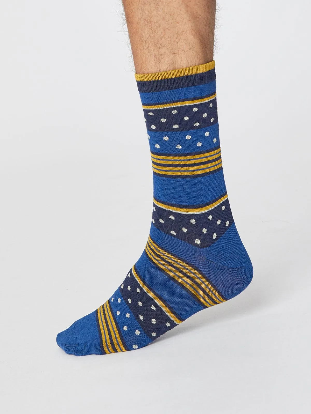 Spot and Stripe Socks - Royal Blue